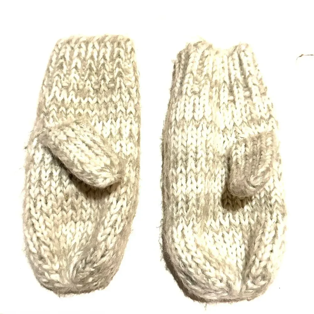 Adorable Hand Knit Kids Mittens Neutral Animal Theme Small
